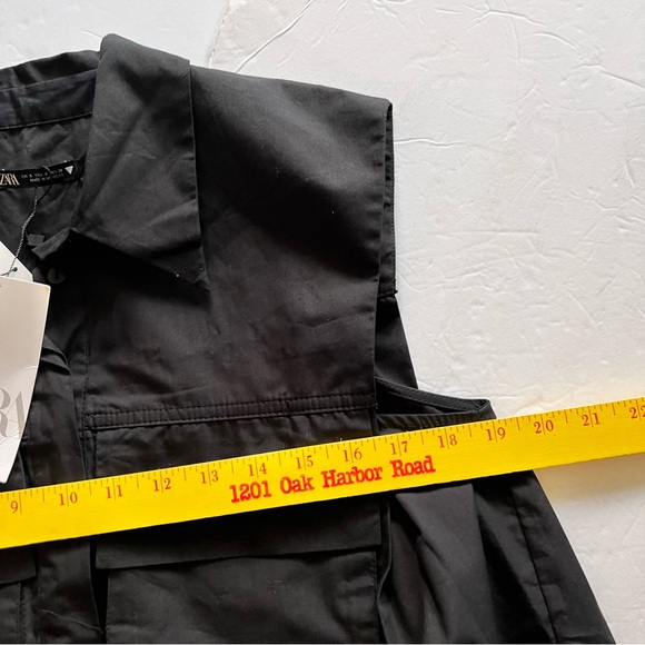 Zara Sleeveless Black Shirt Dress Button Down Size Small NWT - Picture 12 of 16